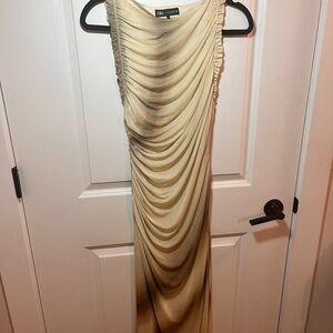 Zara Women's Cream Draped Dress
